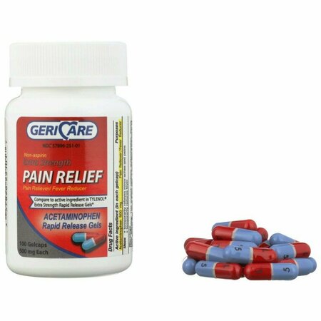 MCKESSON Geri-Care Acetaminophen Pain Relief Capsules, 500mg, 100/Bottle, 100PK 251-01-GCP